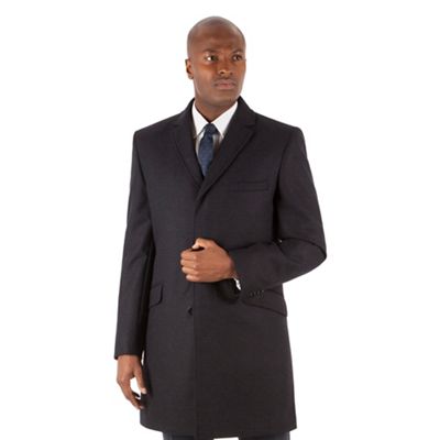 Charcoal puppytooth plain 3 button kings slim fit overcoat